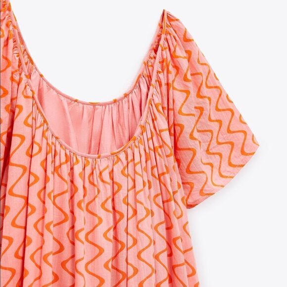 ZARA BOHO PRINTED CHEVRON MIDI DRESS - Picture 9 of 10